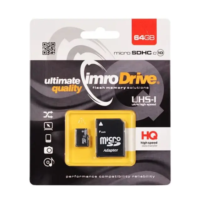 Κάρτα μνήμης IMRO MicroSD USH-I 64GB Με Αντάπτορα Class 10