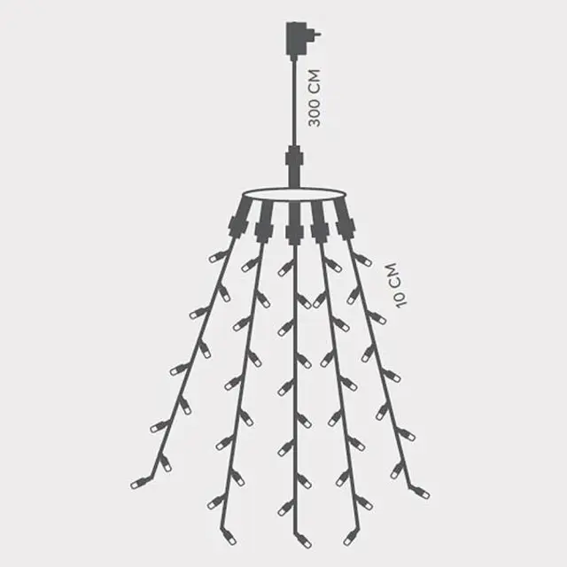 Eurolamp 175 Λαμπάκια LED Χταπόδι 3mm, 31V 5 Γραμμών Πράσινο Καλώδιο Ψυχρό Λευκό (600-11390)