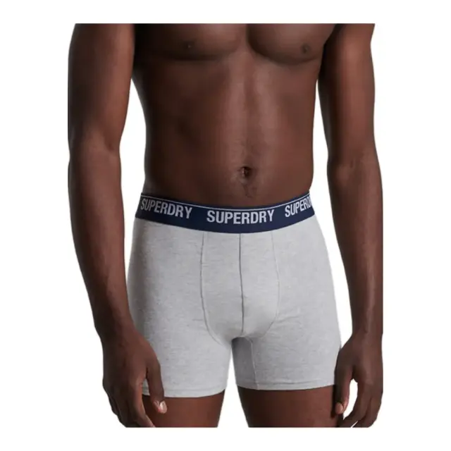 Superdry Ανδρικό Boxer Μακρύ Organic Cotton - Διπλό Πακέτο, Χρώμα Yellow-Grey 2