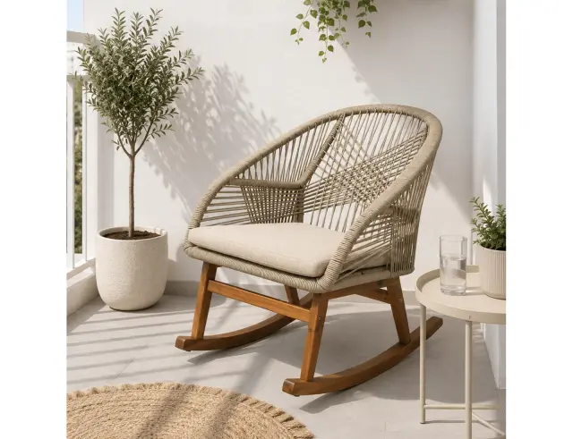 Κουνιστή Πολυθρόνα Seville Outdoor Living από Μέταλλο/Ξύλο ακακίας με αδιάβροχο μαξιλάρι και διαστάσεις 83x74x88cm 3