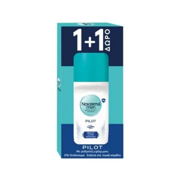 Noxzema Men Deo Roll On Pilot Ανδρικό Αποσμητικό 48h 50 ml 1+1 Δώρο