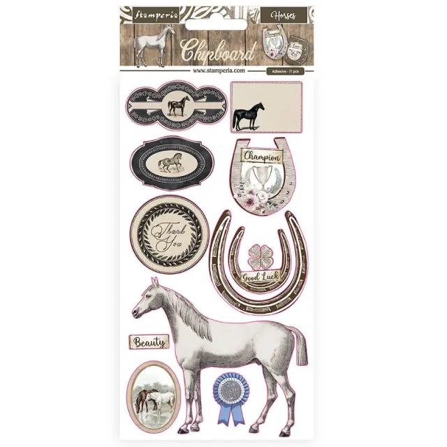Die Cuts Chipboard Stamperia 15x30cm, Romantic Horses