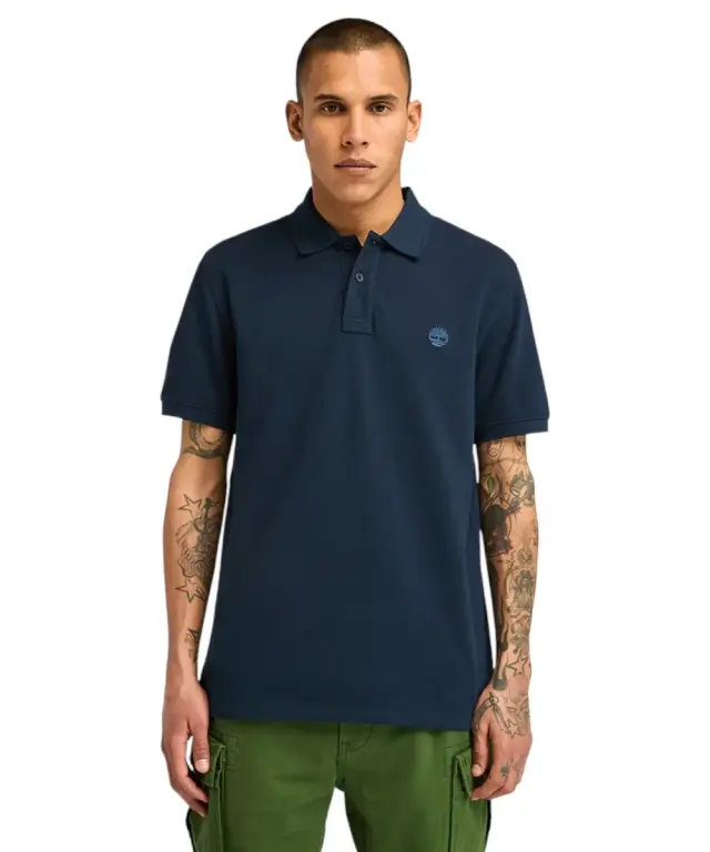 Timberland - Ανδρικό T-shirt Polo με Λογότυπο TB0A6VDP-433 Μπλε σκούρο - S