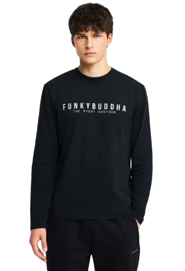 FunkyBuddha ανδρική μονόχρωμη μπλούζα με λογότυπο FBM014-002-07-4
