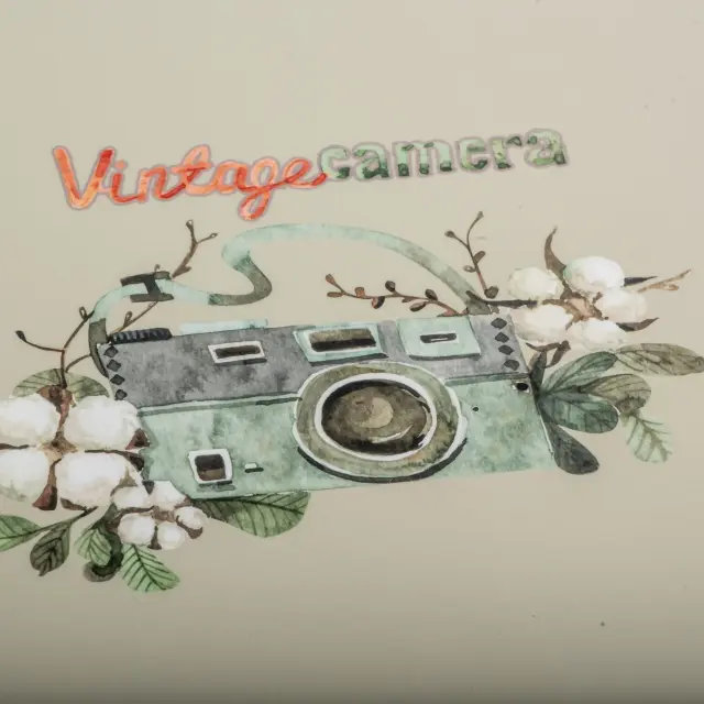 Άλμπουμ Δερματίνης συλλογής my album ,camera vintage green, άλμπουμ με ριζόχαρτο 30x30cm.Σε κουτί φύλαξης 2