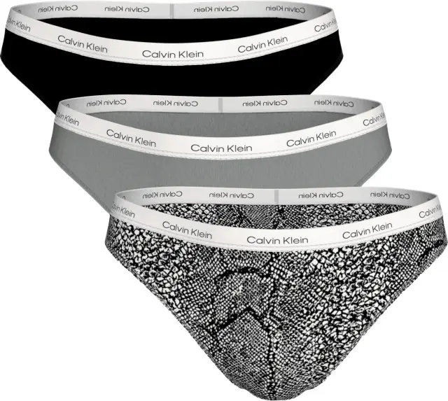 Calvin Klein - Γυναικείο Slip 3 Pack Icon Logo LV00QD5207-H03 Μαύρο/Γκρί/Fantasia
