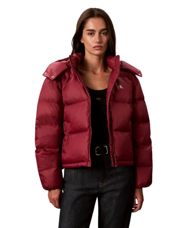 Calvin Klein - Γυναικείο Μπουφάν Short Down Puffer relaxed Fit LV047H500G-VG5 Μπορντό