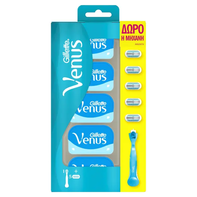 Gillette Woman Ανταλλακτικά Ξυραφάκια Venus Βlister 5 Τεμαχίων + Μηχανή Δώρο