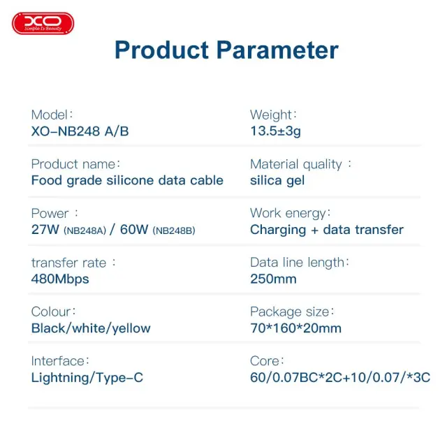 XO NB-Q248A Καλώδιο Φόρτισης + Data Suluo Series Type-c to Lightning 27W L=25cm Μαύρο 16.005.0251 2