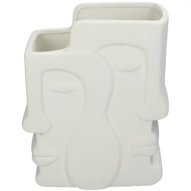 Βάζο Πρόσωπο Λευκό Κεραμικό 17.5x9.3x20.8cm