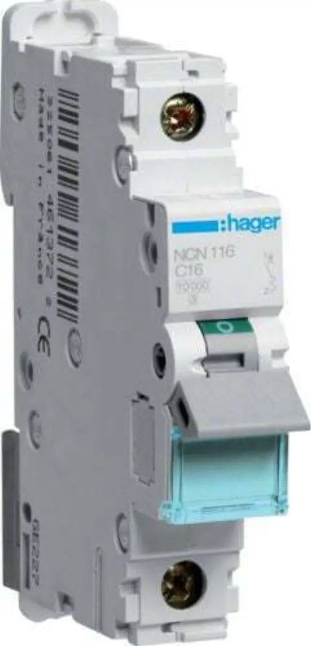 Miniature circuit breaker MCB 1P C-curve 16A 10kA 15kA 1 module