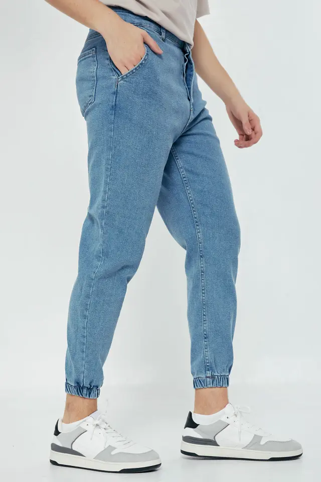 Παντελόνι Jean Jogger με Λάστιχο Κάτω Γκρι 2