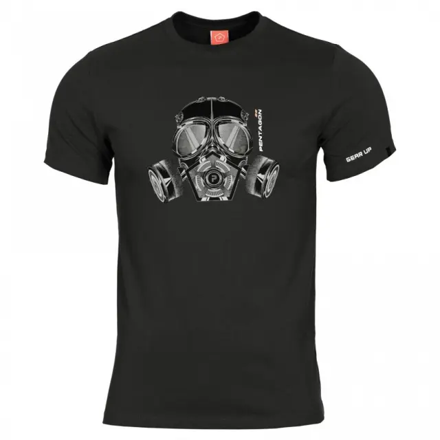 Pentagon Ageron ''Gas Mask'' T-Shirt-Μπλουζάκι Μακό για Τακτική-Καθημερινή Χρήση - 01-Black-Μαύρο