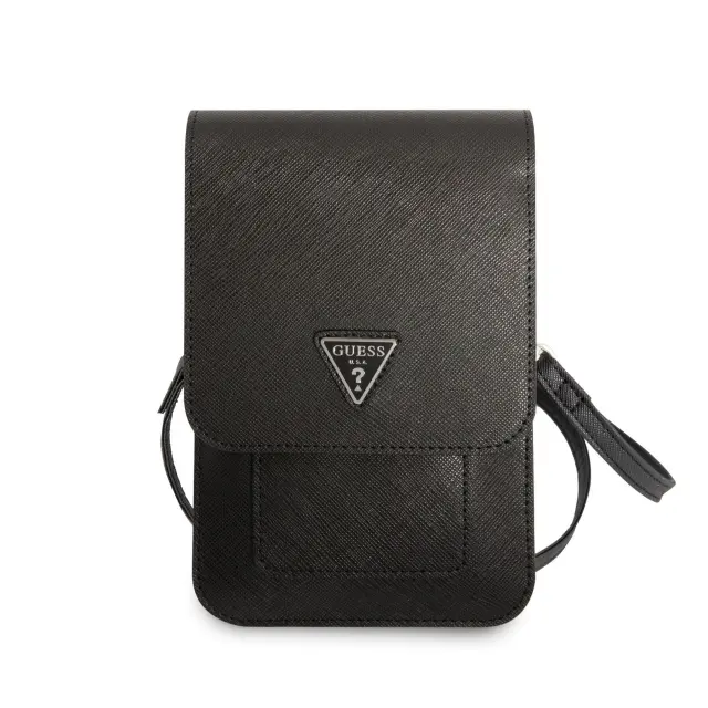 Guess PU Saffiano Triangle Logo Phone Bag Black 2
