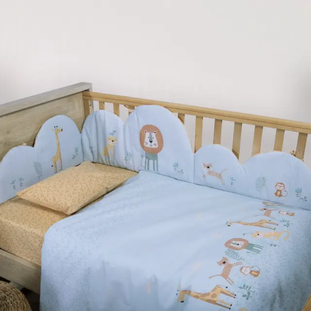 Σετ Σεντόνια Κούνιας Βρεφικά Wild Company Nef Nef Homeware, 100% ΒΑΜΒΑΚΙ - BLUE (040799) 2