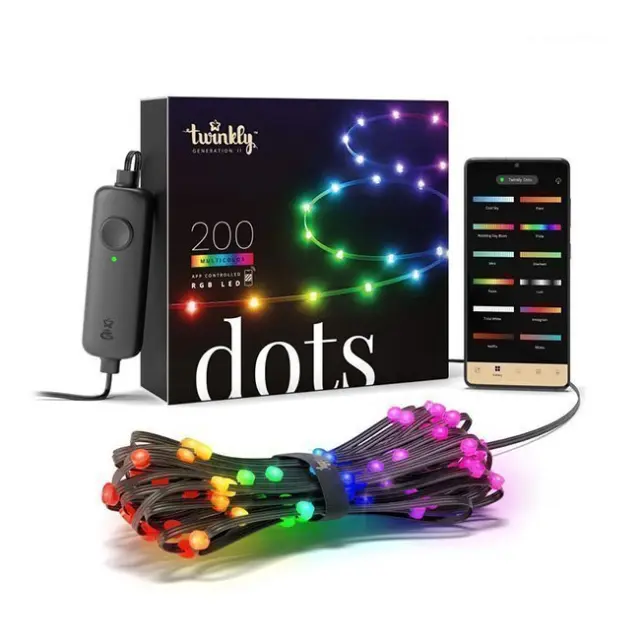Twinkly Dots 200 LED RGB Black Wire (TWD200STP-BEU)