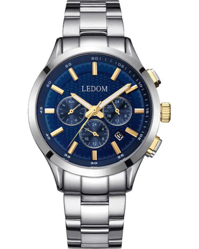 Le Dom Horizon Dual Time, Men's Watch, Silver Stainless Steel Bracelet LD.1499-3
