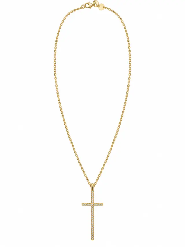 Ghetto Gold Cross Necklace with Thin Chain 40cm 2