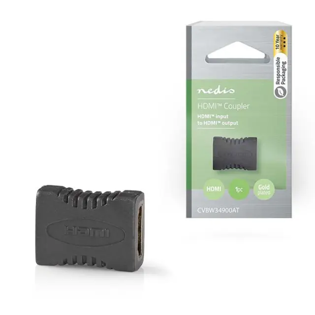 Αντάπτορας HDMI θηλ. - HDMI θηλ. (μούφα) με επίχρυσες επαφές.