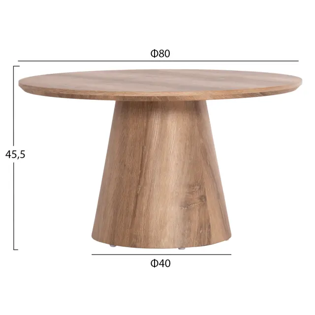 ΤΡΑΠΕΖΙ ΣΑΛΟΝΙΟΥ FB918028 MDF ΣΕ ΦΥΣΙΚΟ ΧΡΩΜΑ ΞΥΛΟΥ Φ80x45,5Υεκ. 2