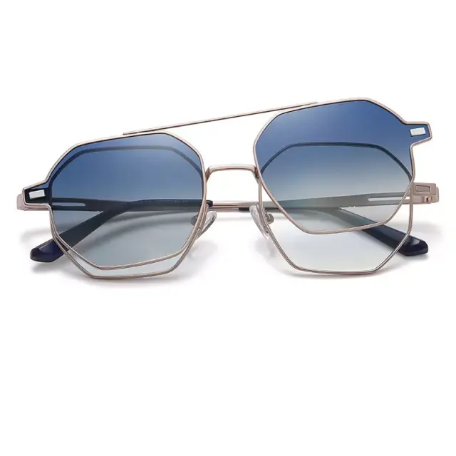 Ghetto Hexagon Sunglasses Polarized + Reading Gold Frame Unisex 3