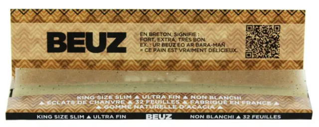 Beuz Χαρτάκια King Size Slim Star Unbleached Ακατέργαστο με Νιφάδες Ανθών Κάνναβης 32φ. 2