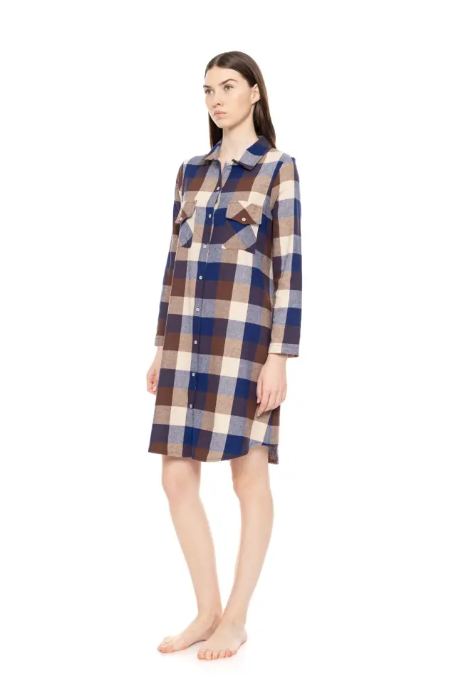 W1694 - Type - NIGHTGOWN BUTTONED AUTUMN PLAID 2