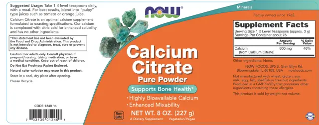 Now Foods Calcium Citrate Pure Powder 227 gr 2