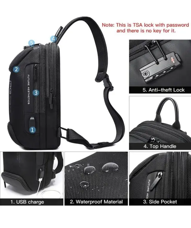 Τσαντάκι ώμου χιαστί crossbody Bange 7082 μαύρο - One Size 3
