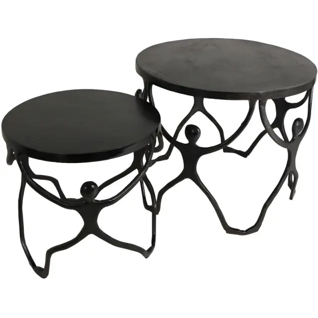 Τραπεζάκι Άνθρωποι Μαύρο Αλουμίνιο 58x58x49cm Σετ 2Τμχ