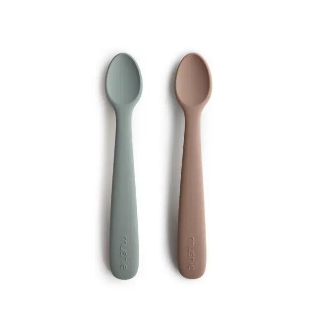 Mushie Silicone Feeding Spoons Κουτάλια Φαγητού 2-Pack - Stone/Cloudy Mauve