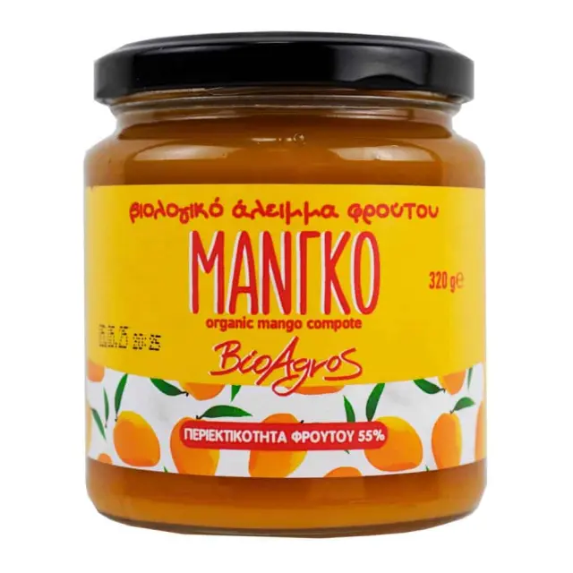Βιολογική Μαρμελάδα Μάνγκο Χωρίς Ζάχαρη 320g - Bioagros