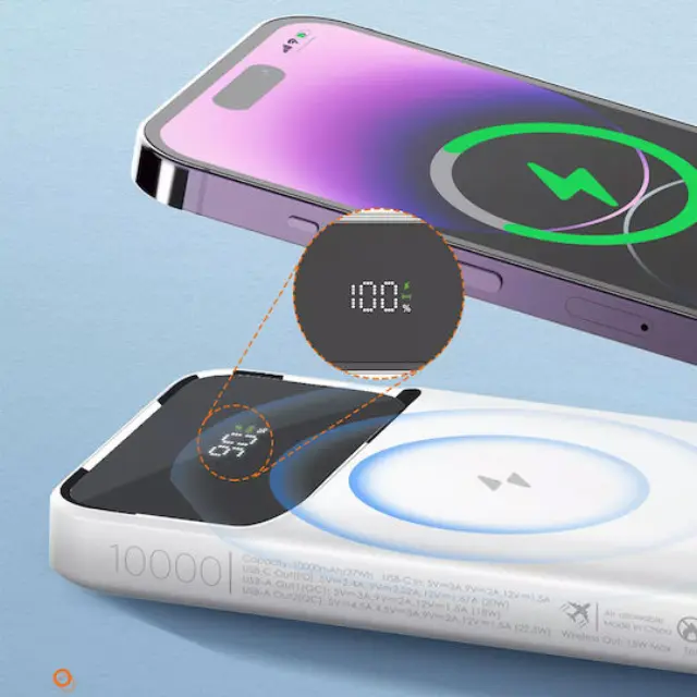 Ldnio PQ12 Power Bank 10000mAh με 2 Θύρες USB-A και Θύρα USB-C Power Delivery Λευκό 3
