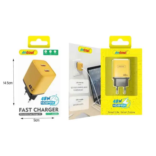 Andowl Φορτιστής Χωρίς Καλώδιο με 2 Θύρες USB-C 48W 8MAX - Fast charger 075842 3
