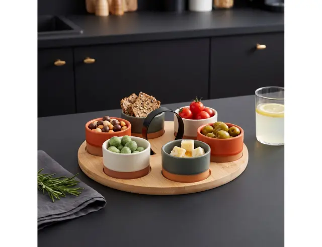 Ορντεβιέρα Σερβιρίσματος Excellent Houseware με 6 μπολ και δίσκο - 7 τεμάχια 210001040
