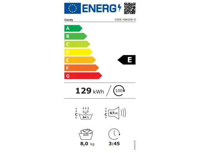 Στεγνωτήριο Ρούχων Candy Smart Pro CSOE H8A2DE με Wi-Fi, Bluetooth, χωρητικότητα 8 kg και ενεργειακή κλάση ECSOE H8A2DE