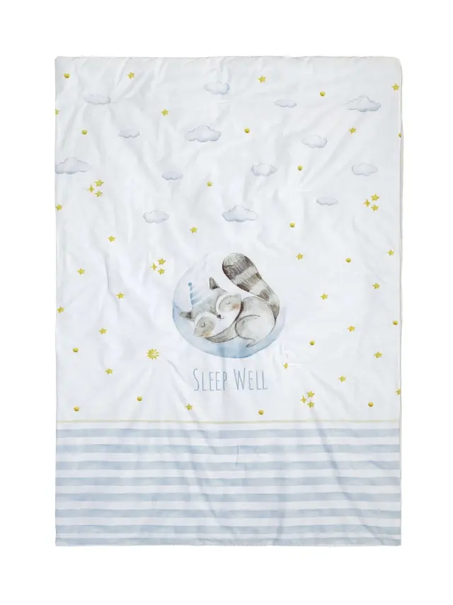 Κουβερλί Κούνιας 100x140 Nima Sleepy Racoon Ciel 100% βαμβακερό 2