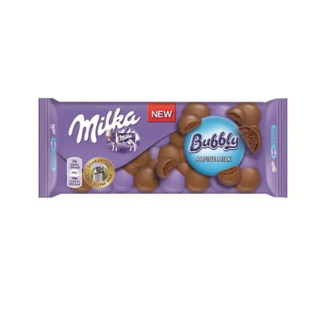 Milka Σοκολάτα Γάλακτος Bubbly Alpine Milk 95gr Συσκ. 14 τμχ