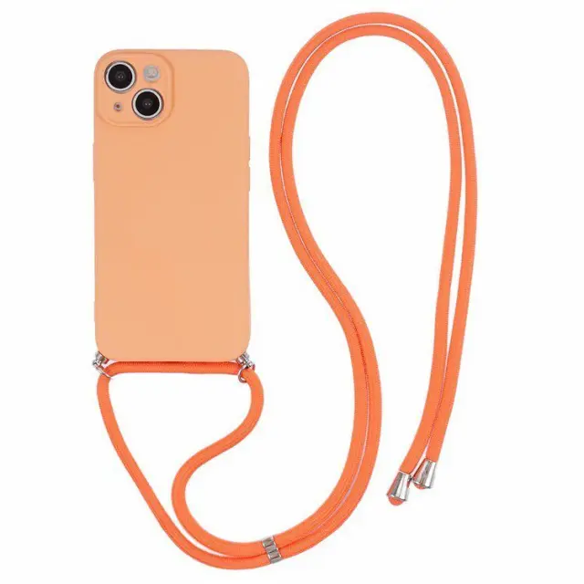 Θήκη Σιλικόνης με Κορδόνι για το Λαιμό για iPhone 14- Orange OEM