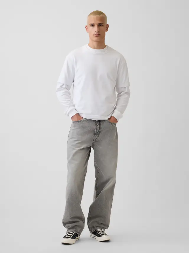 Ανδρικό Τζιν Παντελόνι Baggy Γραμμής Grey