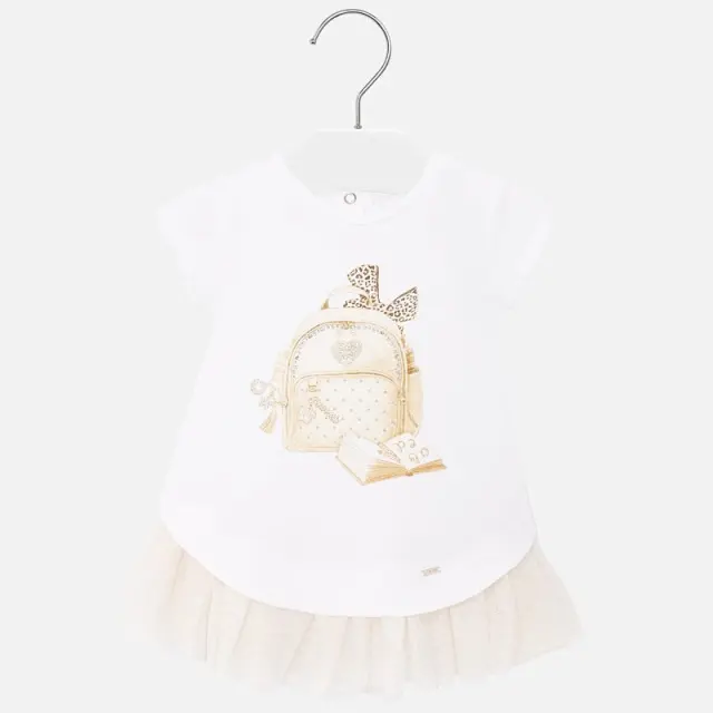 Baby 6 μηνών έως 4 ετών Φόρεμα μακό και τούλι άσπρο σαμπάνια - 9M