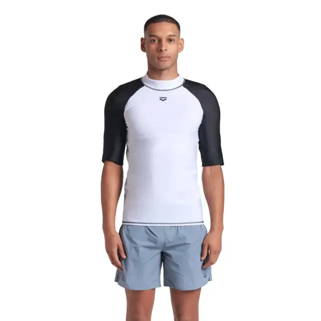 Arena Men's Shortsleeve Graphic UV Protection Rash Vest Tee Λευκό 006292-105 (Arena) - Small