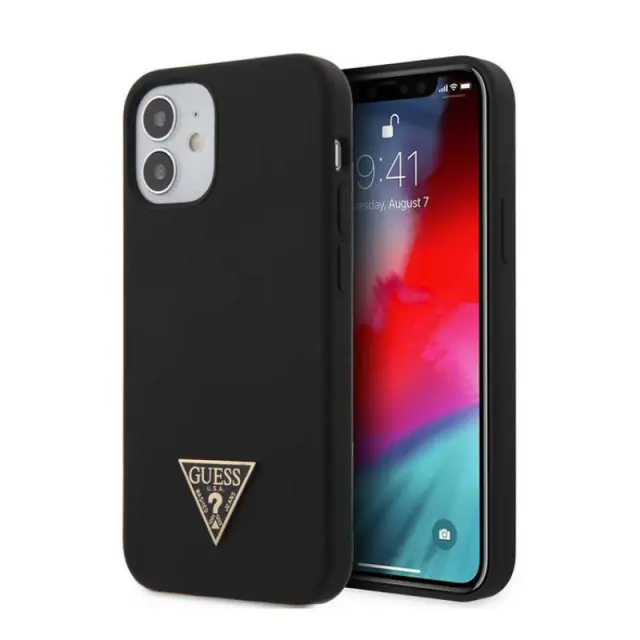 iPhone 12 mini - Silicone Black 3D Logo - Guess
