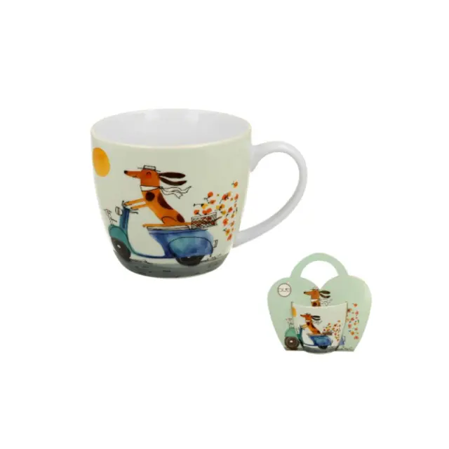 Duo gift Cats & Dogs Πορσελάνινη Κούπα 460ml: Dog on a Scooter