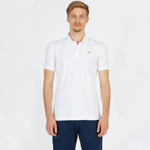 La Martina - Ανδρικό T-Shirt Polo CCMP02-PK001-00001 Λευκό - 3XL