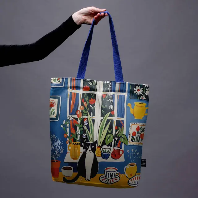 PITEX Τσάντα ώμου από Βελούδο / Tote Bag: Cat's House