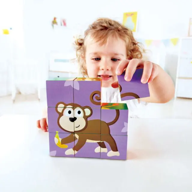 Hape Jungle Animal Block Puzzle Παζλ Κύβων Ζώα Της Ζούγκλας - 9τμχ 2