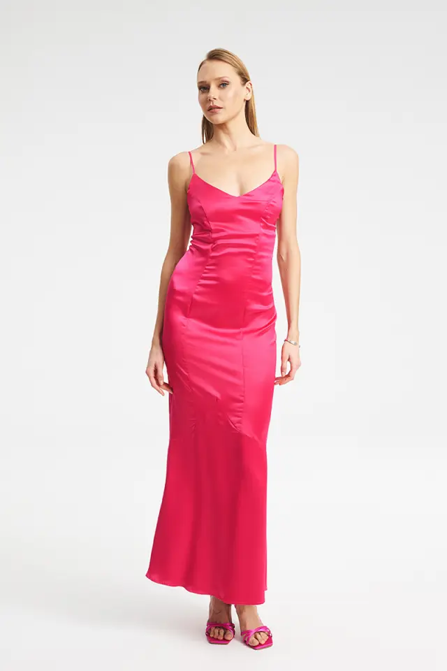 Satin Maxi Φόρεμα με Τιράντες & Mermaid BLONA DRESS - XS 2