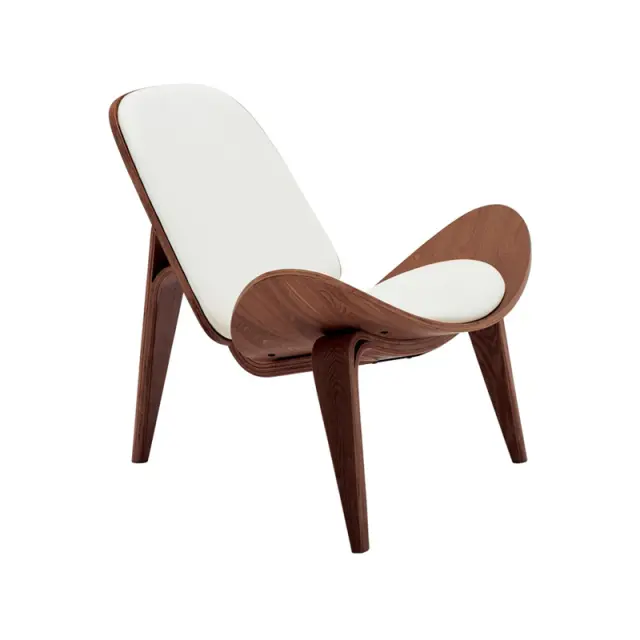 Πολυθρόνα Vilma pakoworld PU μπεζ- plywood καρυδί 90x76.5x74.5εκ 3