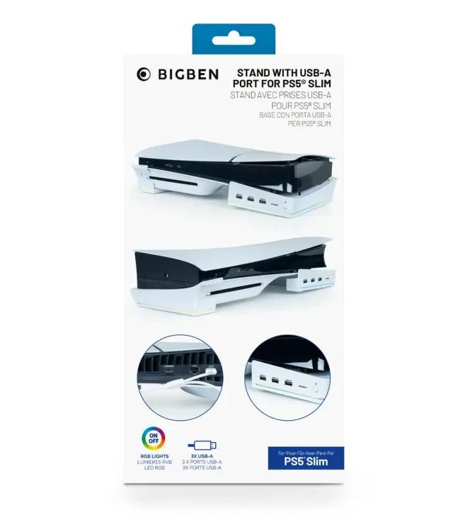 Nacon Horizontal Hub Station RGB-USB Hub, White PS5 Slim - PlayStation 5
